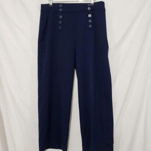 NWOT Chaps navy Blue Pants decorative buttons Side